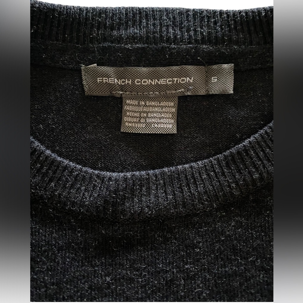 Mens French Connection Sweater Mens Charcoal Grey S Ling Sleeved Thin Material